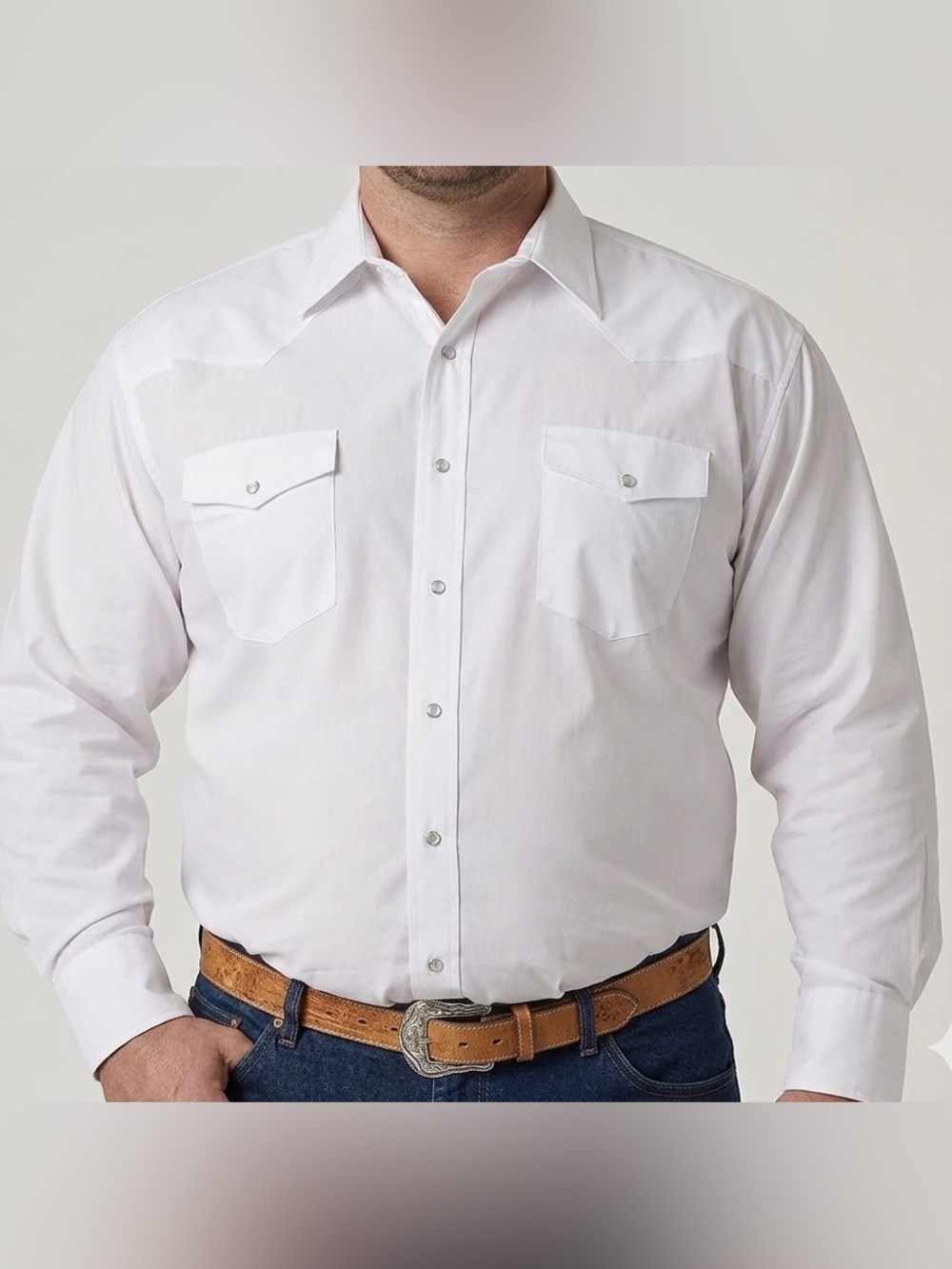 Wrangler White Men's 4XL Western Pearl Snap Shirt 21x40 cowboy classic fit 1676